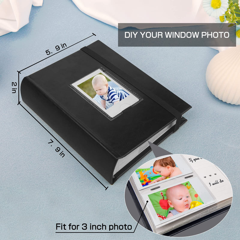 Photo Album for Fujifilm Instax Mini Camera, 180 Pockets Instax Mini Album with Memo Areas, 2X3 Photo Album for Polaroid 2x3 ZINK Film Camera, Fujifilm Instax Mini 11 9 8 40 Evo Instant Camera, Black