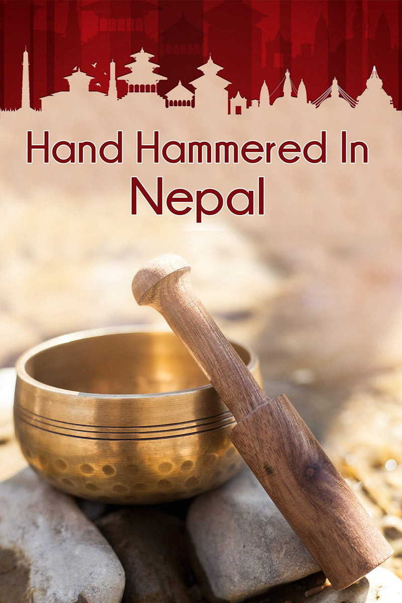 Tibetan Singing Bowl Set — Meditation Sound Bowl Handcrafted in Nepal for Healing and Mindfulness Bronze Original