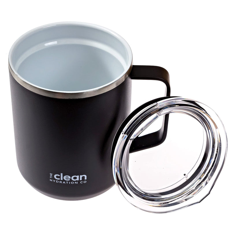 The Clean Hydration Co, Mug 12, Insulated Stainless Steel Coffee Mug Cup with Ceramic Inner Coating, No Metal Taste (White) White