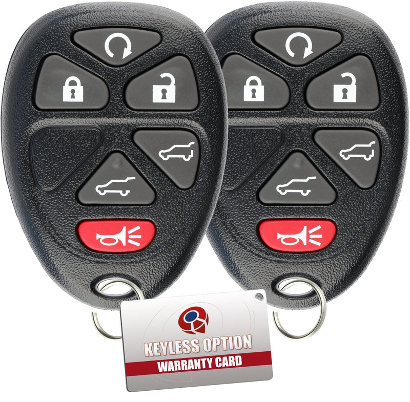 KeylessOption Keyless Entry Remote Control Car Key Fob Replacement for OUC60221, 15913427 (Pack of 2) black