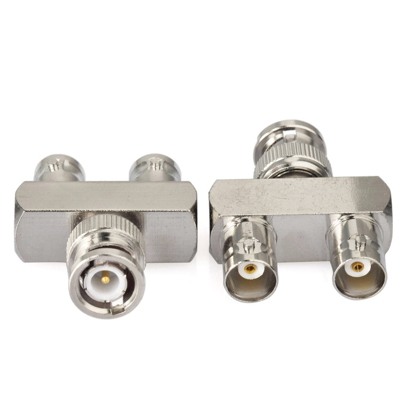 Eightwood BNC Splitter Adapter BNC Male to Dual BNC Female Tee Type 3 Way Audio RF Coax Connector