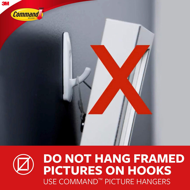 Command Small Designer Hooks, White, 8-Hooks, 16-Strips, Organize Damage-Free 8 Hooks