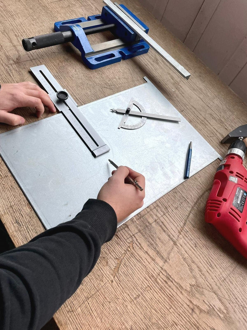 WRS precision marking ruler, matt chrome-plated, lasered scale, mm graduation, hardened marking edge, size name: 200 mm measuring range