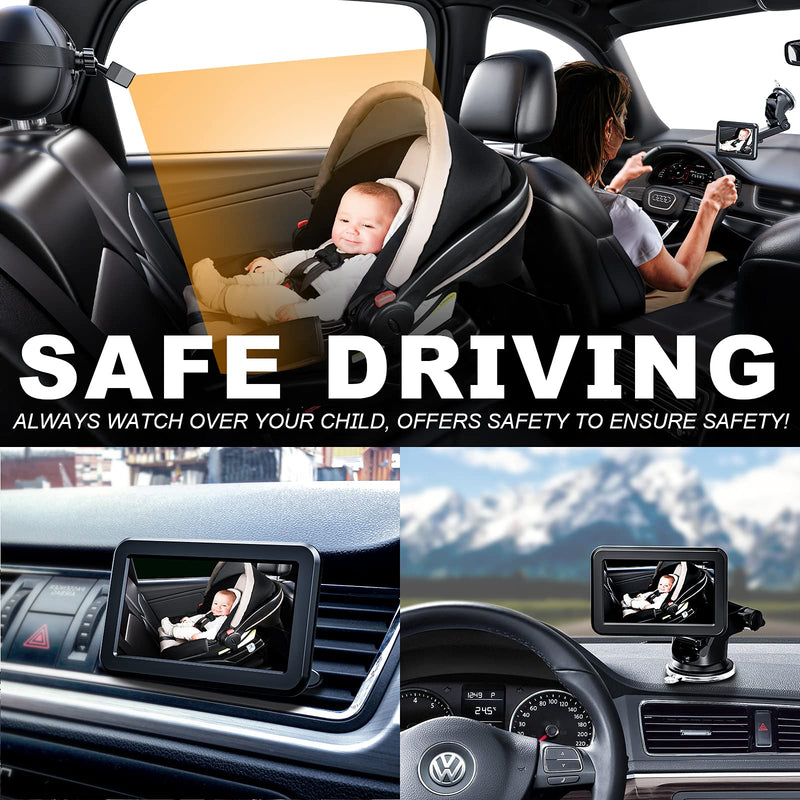 Itomoro Baby Car Mirror, Back Seat Baby Car Camera with HD Night Vision Function Car Mirror Display, Reusable Sucker Bracket, Wide View, 12V Cigarette Lighter, Easily Observe the Babyâ€™s Move