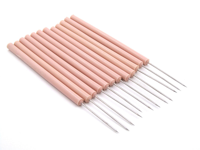 Pack of 12 Dissecting Dissection Teasing Needle Straight with Plastic Handle (HTI BRAND)