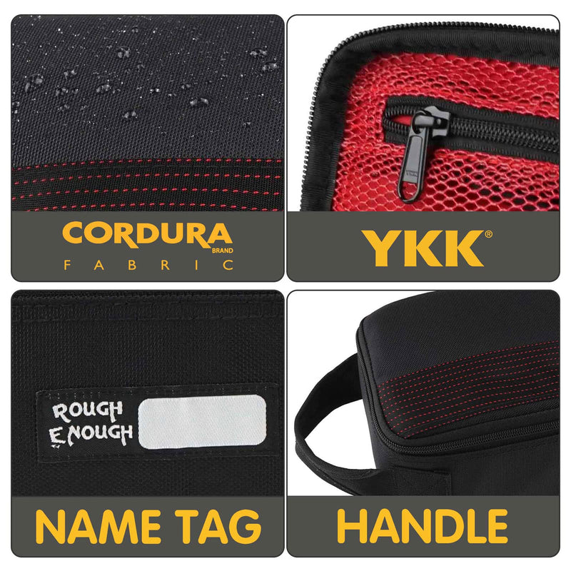 Rough Enough Small Tool Bag Portable Tool Box EDC Pouch Organizer with Handle, 12 Inch, Black, Cordura, Padded Water Resistant Base