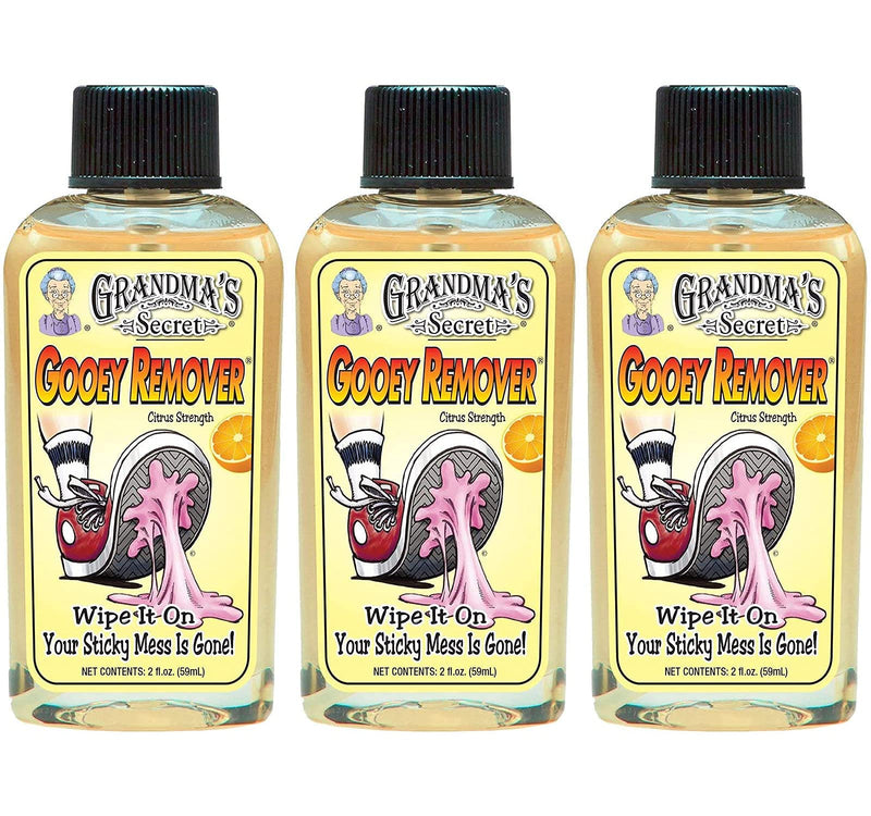 Grandma's Secret Gooey Remover 2 Ounce - Citrus Strength Goo and Adhesive Remover - Easily Removes Gum, Oil, Crayon, Candle Wax, Glue, Adhesive, Tape and Sticker Residue, 3 Pack