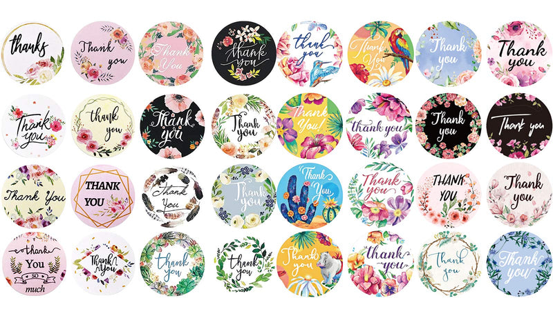 Mulbozy - Self Adhesive Thank You Stickers 2 Roll 1.5" Exquisite Round Labels Sticker with 16 Unique Designs for Business Letter, Gift Packaging, Takeaway Packaging Supplies (1000 Pcs) 16 Designs-23 1000 PCS, 1.5 inch