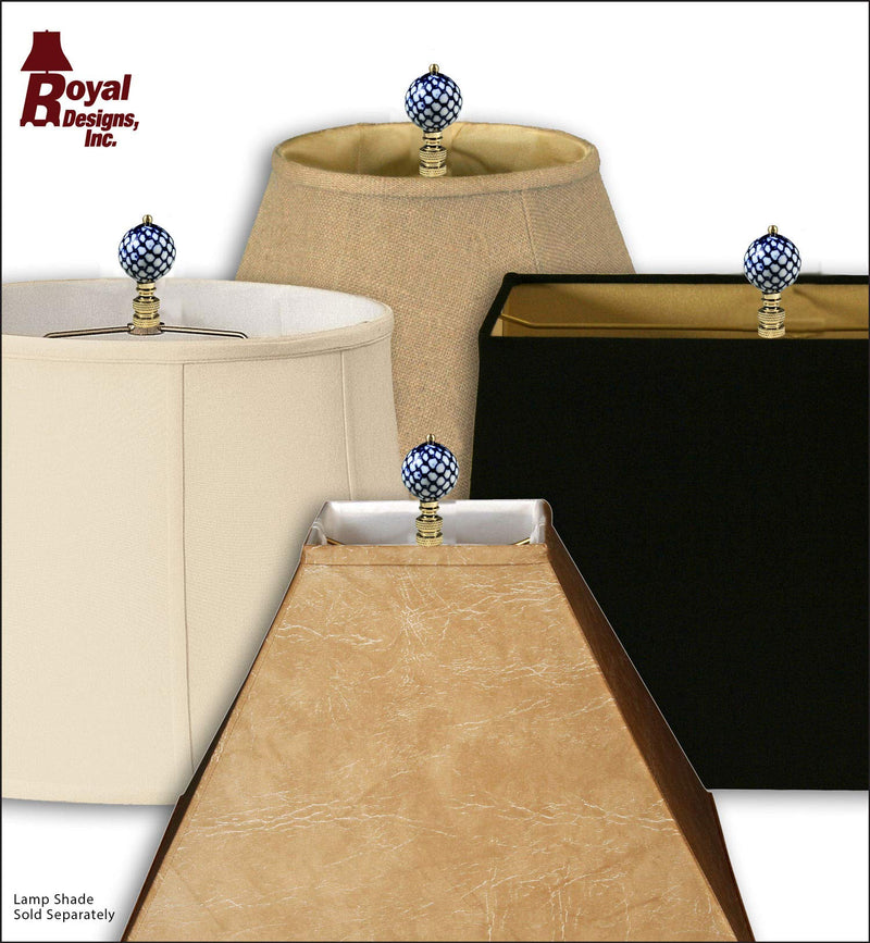 Royal Designs, Inc. Decorative Chinoiserie Blue and White Lamp Finials (Fish Scale - 2 Pk) Fish Scale - 2 Pk