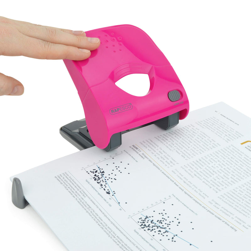 Rapesco 1527 X5-40ps Less Effort 2 Hole Punch - 40 Sheet Capacity - Hot Pink Single