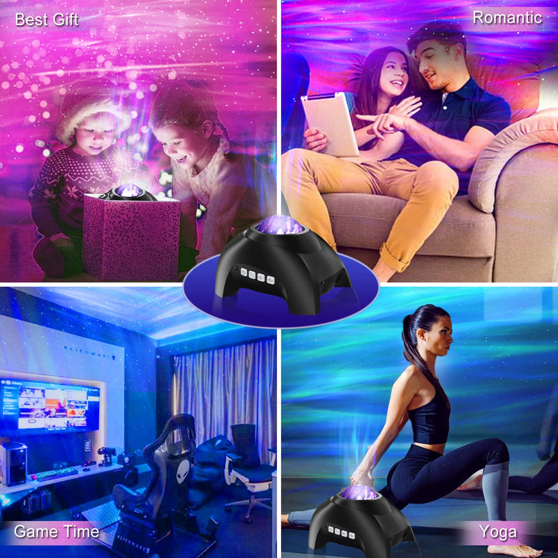 Northern Lights Aurora Projector for Bedroom with Music Bluetooth Speaker and White Noise, Vinwark Galaxy Projector, Starry Night Light Projectors for Kids Adults Gaming Room, Home Theater, Ceiling Black