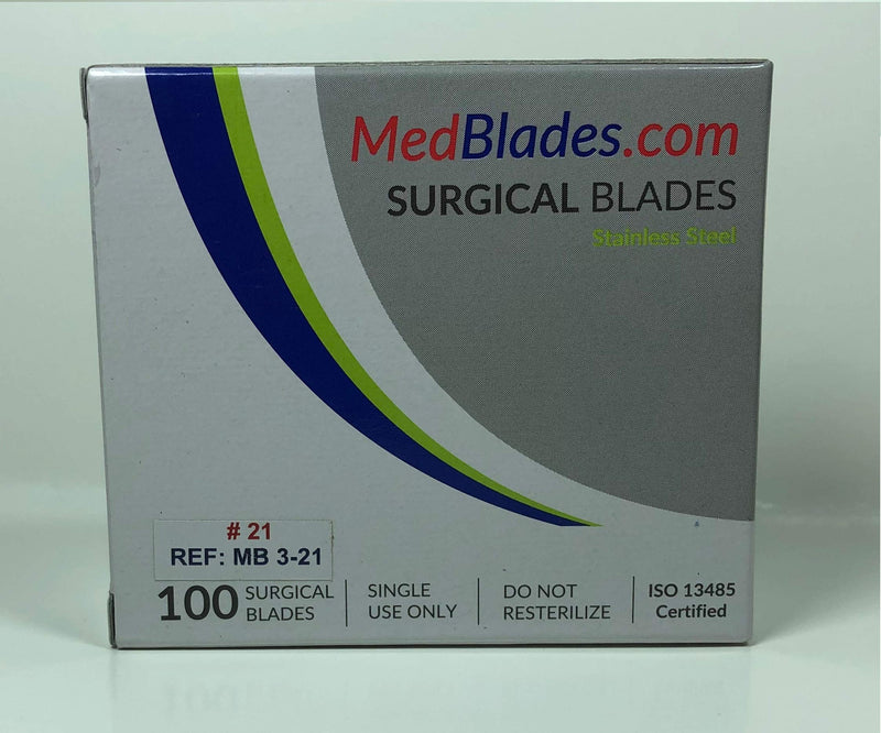 MedBlades Box of 100 Each Stainless Steel Blades, Sterile, Individually Foil Wrapped. Dental, Surgical, Hobby, Craft & More (# 12) # 12