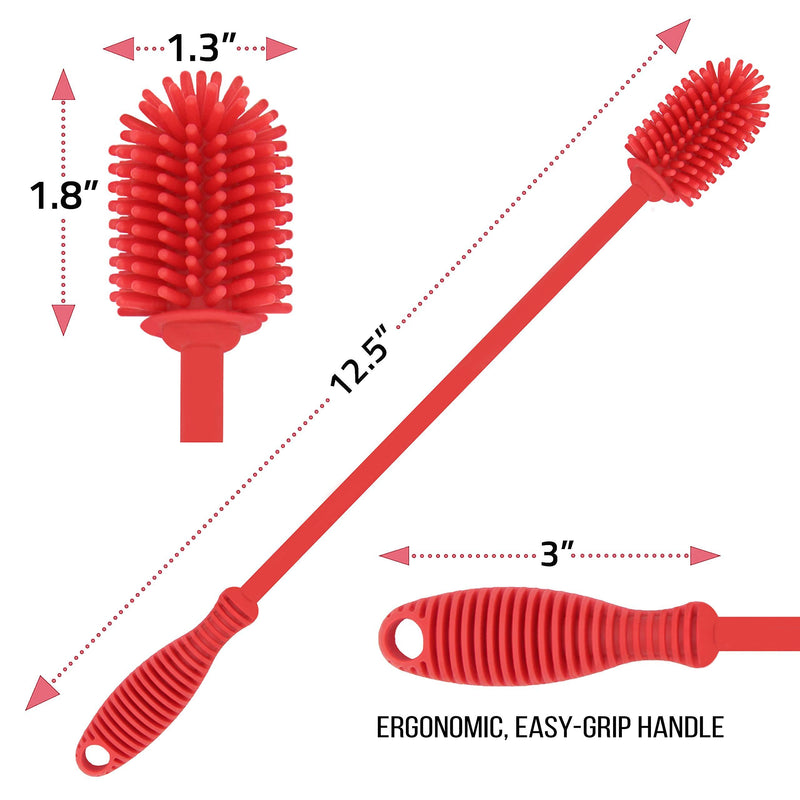 Kitchiny Silicone Bottle Brush | One Brush | 12.5â€ Water Bottle Brush for Your Hydro Flask, Vacuum Sports Bottle, Vase and Glassware | Water Bottle Cleaner Brush for Narrow Neck Containers