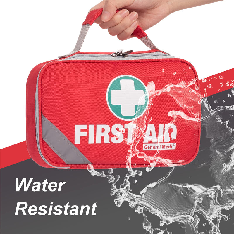 2-in-1 First Aid Kit (215 Piece) + Bonus 43 Piece Mini First Aid Kit -Includes Eyewash, Ice(Cold) Pack, Moleskin Pad and Emergency Blanket for Travel, Home, Office, Car, Workplace