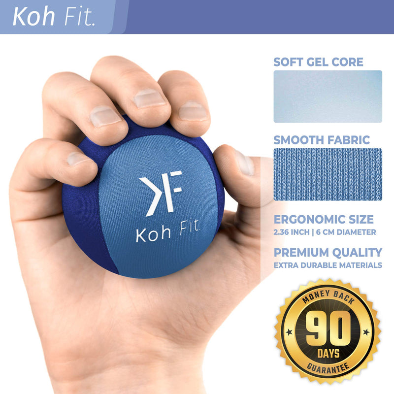Koh Fit Stress Ball for Adults - Stress Reliever Squeeze Balls - for Hand Therapy and Stress Relief Blue (1 Ball)