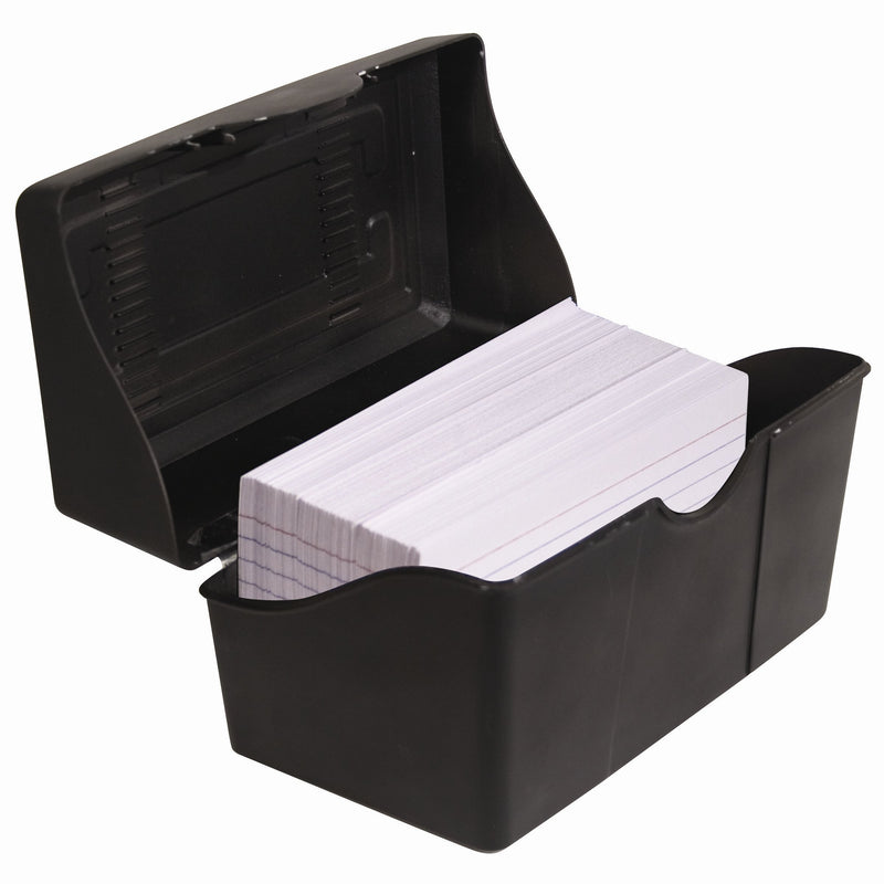 Advantus Stackable Flip Top 3 x 5 Index Card Holder, 300 Card Capacity Box, Black, 3.5 H x 5.5 L x 3 W Inches, 45001