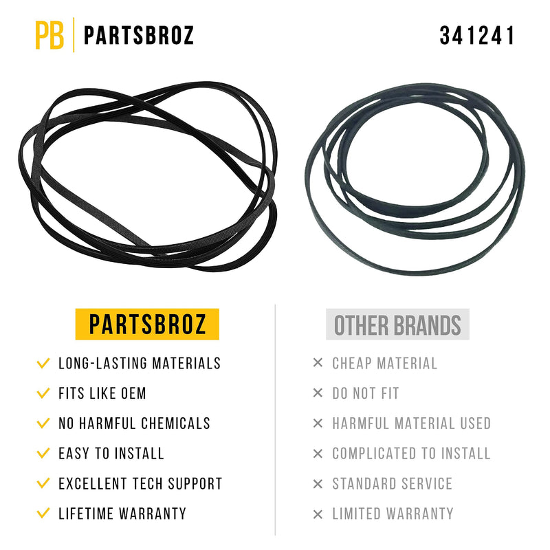 341241 Drum Belt by PartsBroz - Compatible with Whirlpool Dryers - Replaces AP2946843, W10127457, FSP341241, 8066065, 694088