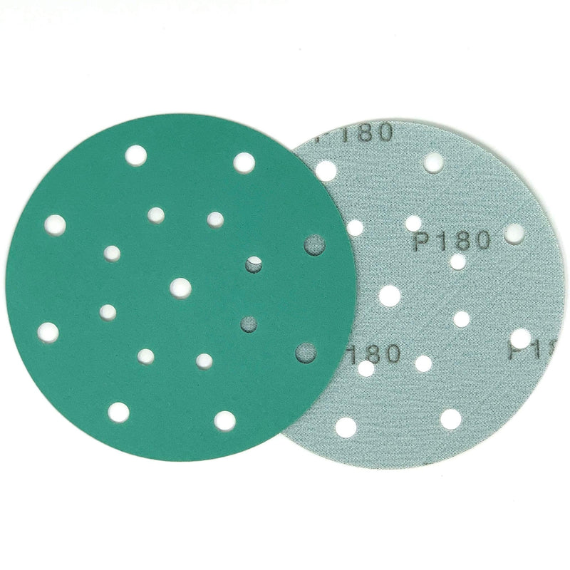 Serious Grit 6-Inch 17-Hole, 180 Grit Sanding Discs - Premium Hook and Loop Heavy Duty Sandpaper for Random Orbital Sanders - 50 PACK BOX