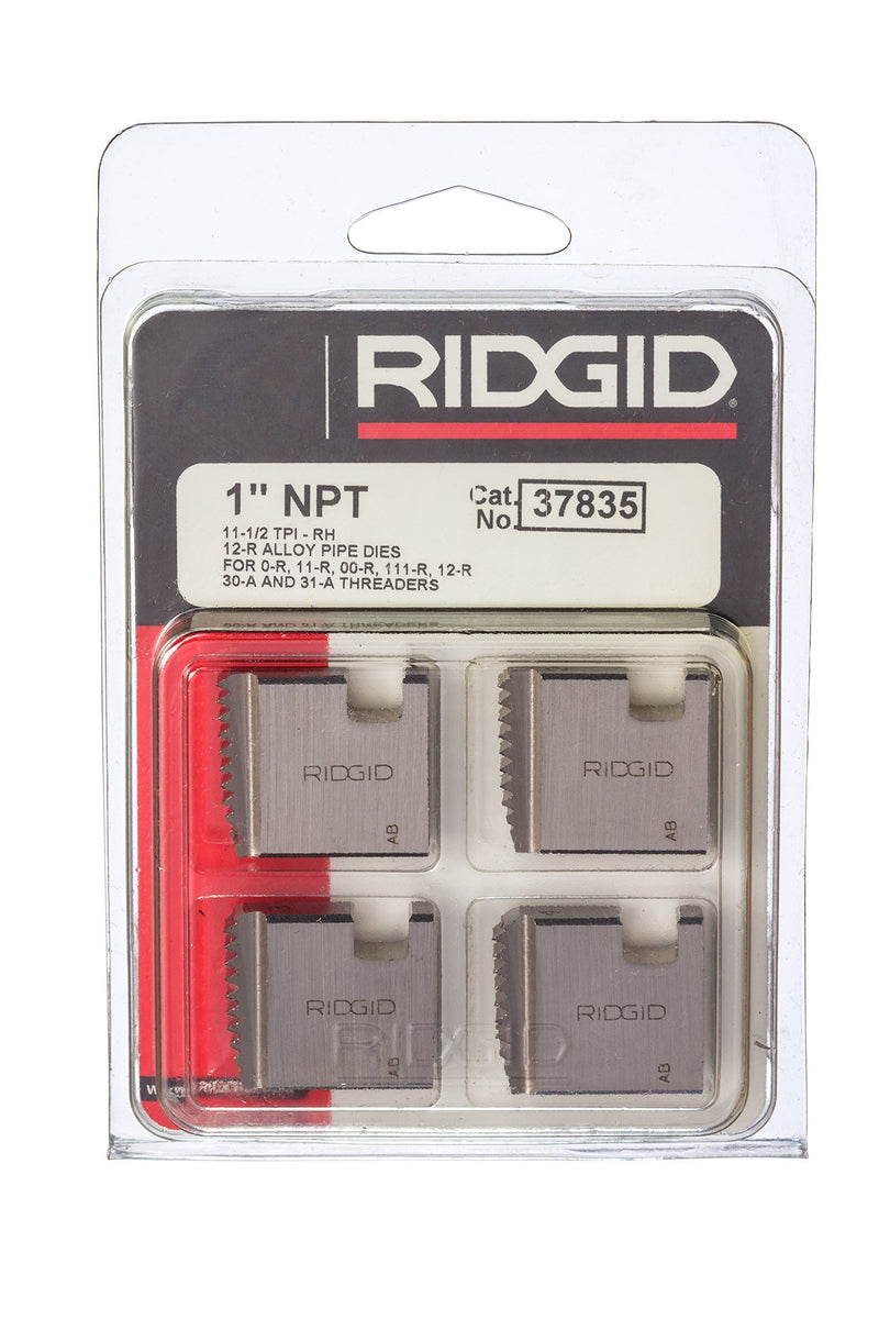 RIDGID 37835 Manual Threader Pipe Dies, Right-Handed Alloy NPT Pipe Dies with Nominal Pipe Size of 1-Inch for Ratchet Threaders or 3-Way Pipe Threaders