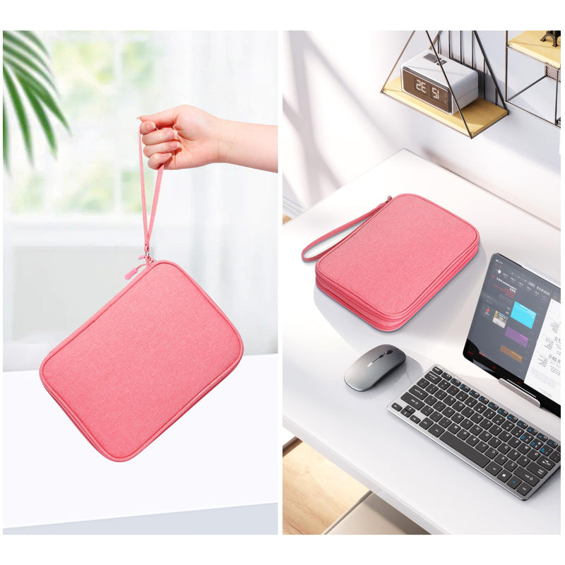 CILLA Electronics Organizer Travel, Travel Cord Organizer Case, Compact Electronics Accessories Bag for Cable, Cord, Charger, Phone Pink