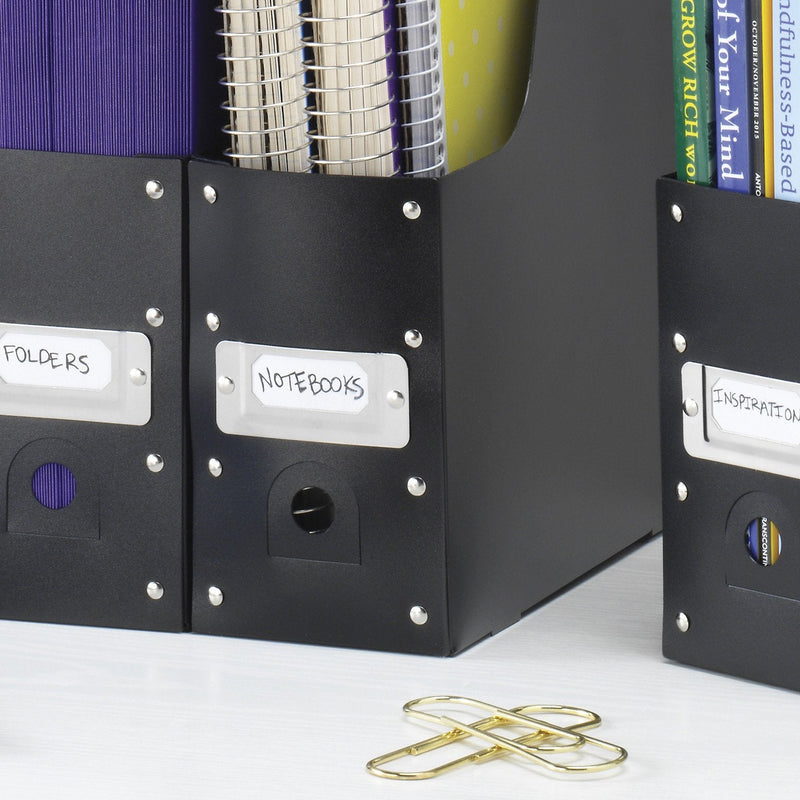Whitmor Magazine Storage Desk Organizers - Black (Set of 5) BLACK PLASTIC MAGAZINE ORGANIZERS S/5