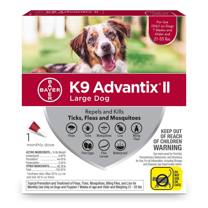 K9 advantix II Flea and Tick Prevention for Large Dogs, 21-55 Pounds 1-pack