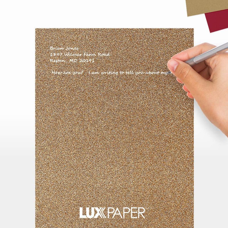 LUXPaper 8.5” x 11” Paper for Crafts and Printing in Rose Gold Sparkle, Scrapbook and Office Supplies, 50 Pack (Rose Gold)