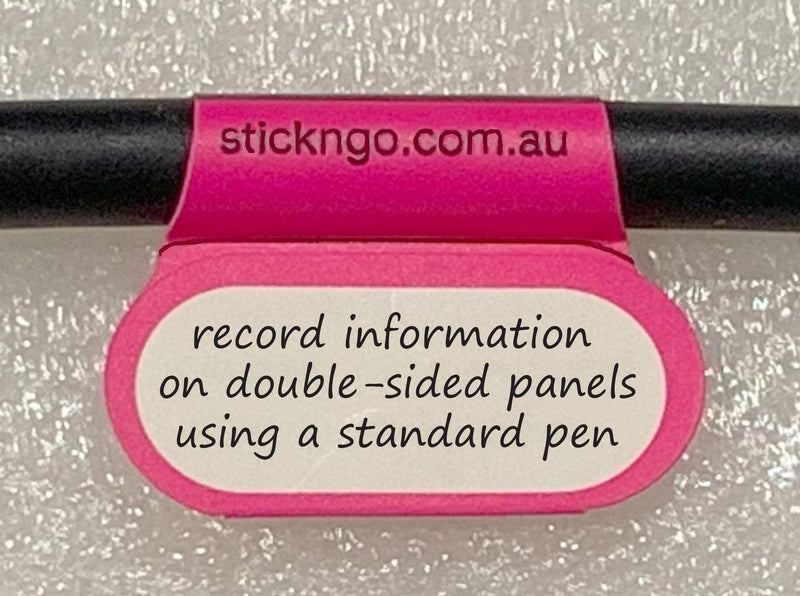 24 Pcs Stick'nGo Large Pink Self-Adhesive Flexible & Tear Resistant Blank Cable Labels | Cord & Wire I.D. Name Tags for Home Theater, Office, Hi-Fi, Internet & Computer Racks | Made in Australia