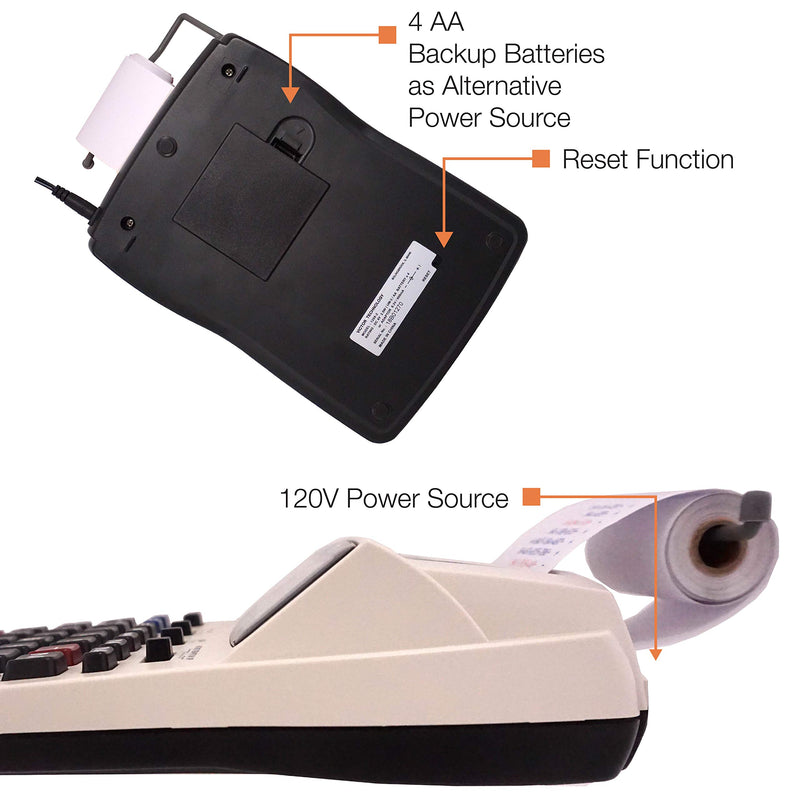 Victor Printing Calculator, 1208-2 Compact and Reliable Adding Machine with 12 Digit LCD Display, Battery or AC Powered, Includes Adapter,White 1.5" x 6" x 7.5"