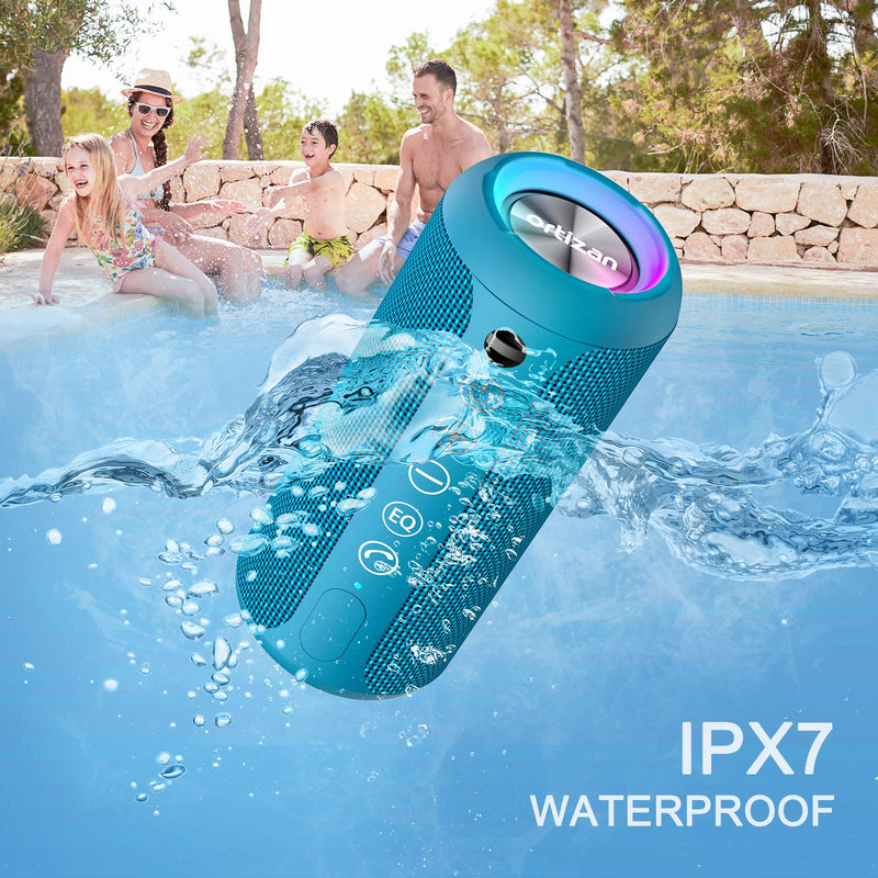 Ortizan Portable Bluetooth Speaker, IPX7 Waterproof Wireless Speaker with 24W Loud Stereo Sound, Outdoor Speakers with Bluetooth 5.0, 30H Playtime,66ft Bluetooth Range,Dual Pairing for Home Blue