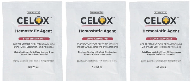 CELOX Granular Hemostat Blood-Clotting Crystals, 3 Count