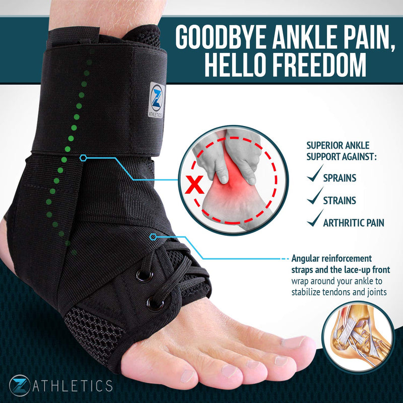 Zenith Ankle Brace, Lace Up Adjustable Support – for Running, Basketball, Injury Recovery, Sprain! Ankle Wrap for Men, Women, and Children Small (Pack of 1)