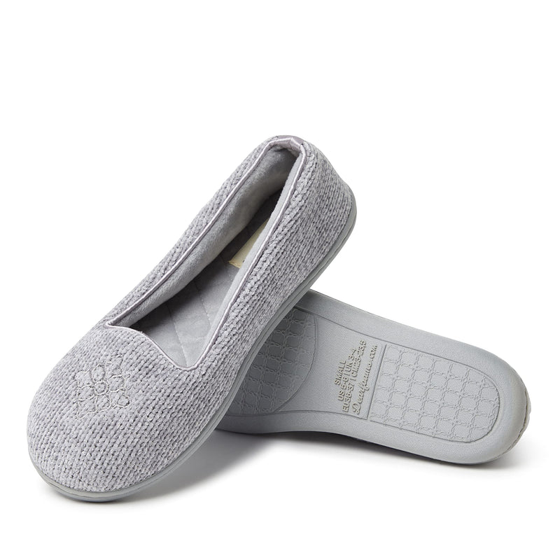 Dearfoams Women's Rebecca Chenille Closed Back Slipper Small Sleet