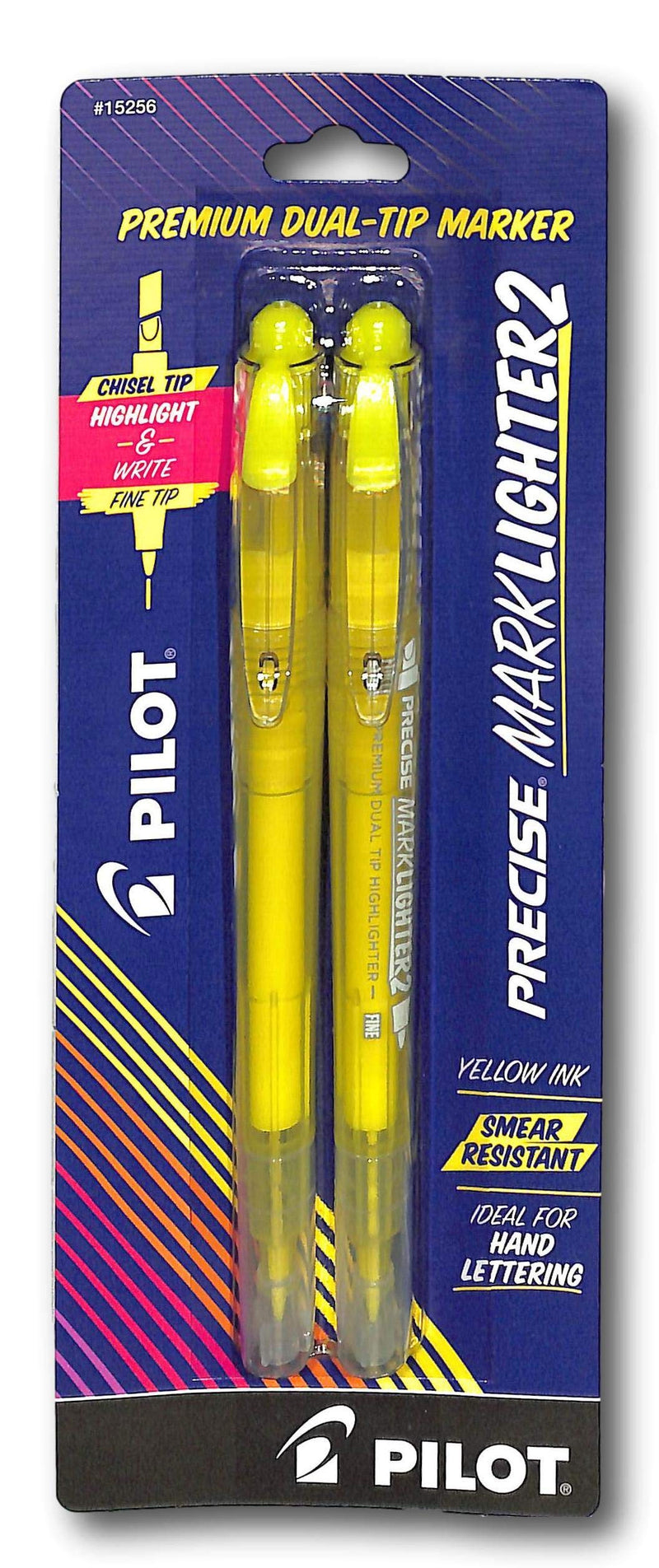 (3) Pilot Precise Marklighter 2 Yellow Highlighter Premium Dual-Tip 2 Pack (15256)