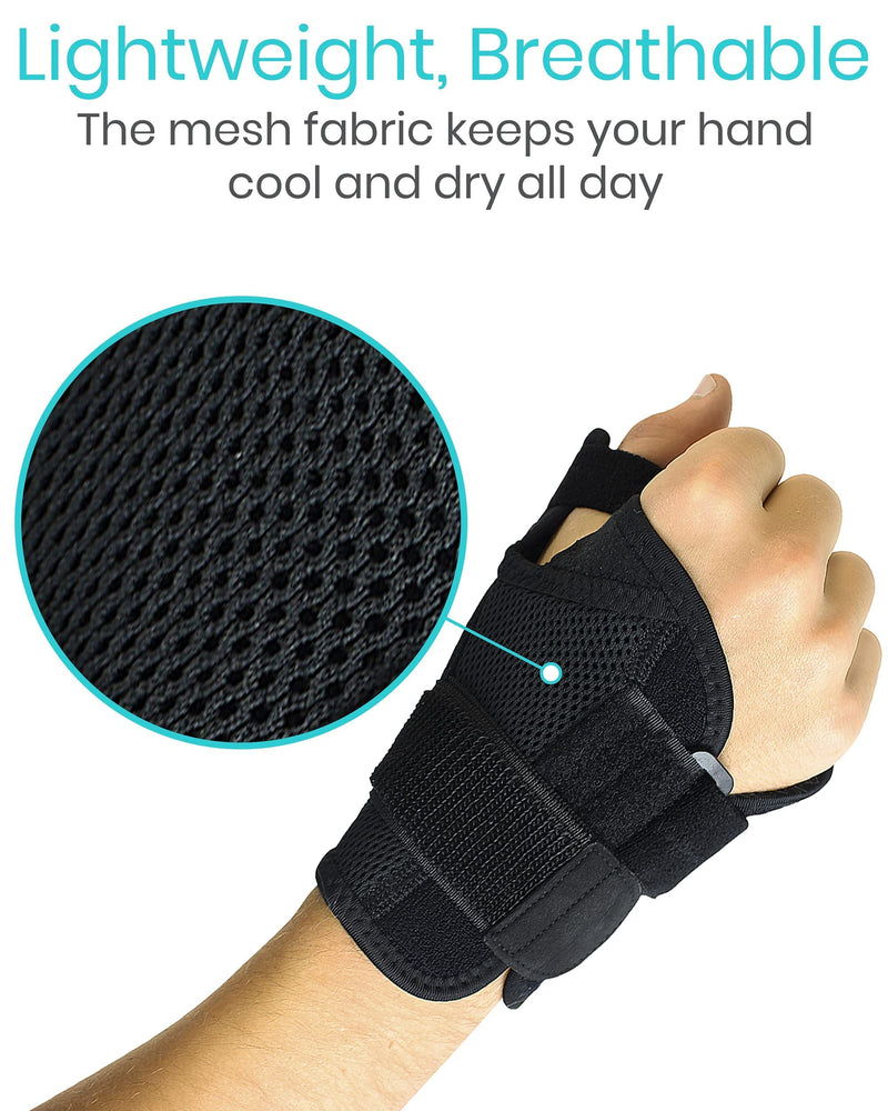 Vive Arthritis Thumb Splint - Spica Support Brace for Right and Left Hand - CMC Osteoarthritis Restriction for Pain, Sprains, Strains, Carpal Tunnel & Trigger Finger - Immobilizer Wrist Strap Black One Size