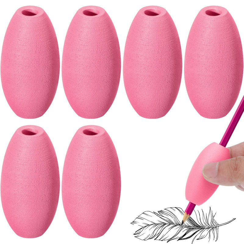 Pencil Grips for Kids Adults Foam Egg Grips Pen Grips Cushioned Holders Writing Aid Trainer for Handwriting Drawing Preschool Supplies Right or Left Hand Use, 6 Pieces (Pink) Pink