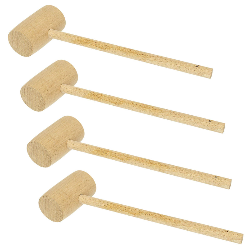 Southern Homewares Wooden Crab Mallet Seafood Lobster Shellfish Cracker Hardwood Hammer Set of 4