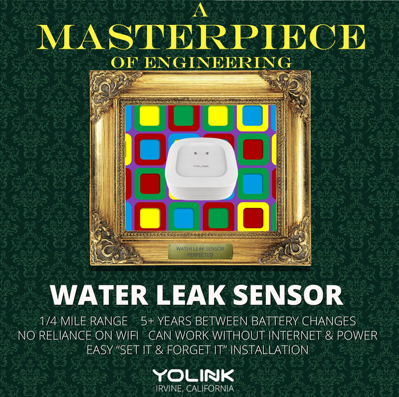 Smart Leak Sensors 2 Pack, YoLink 1/4 Mile World's Longest Range Wireless Smart Water Leak Sensor Compatible with Alexa and IFTTT Leak Detector with App Alerts and Remote Monitor, YoLink Hub Included