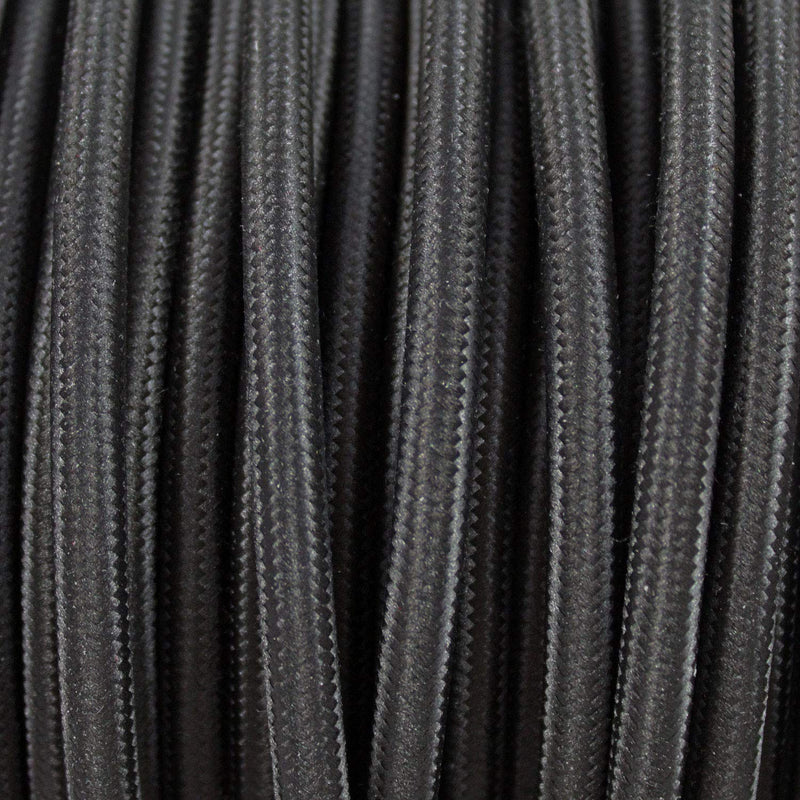 smartect textile cable black, 10 meters vintage lamp cable fabric, 3-wire (3 x 0.75 mm²) power cable textile-coated for your own DIY project