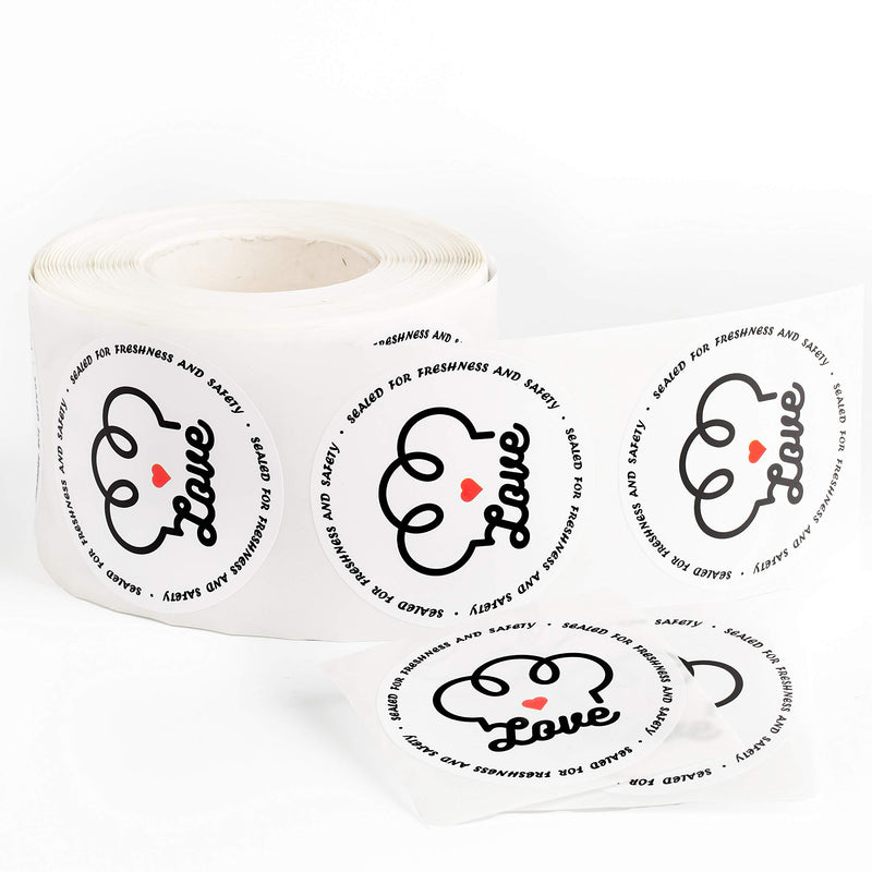 Food Delivery Sealing Stickers Roll, Sealed for Freshness and Safety Labels for Food Service, Love Sticker, Catering Business, and Bakery Packaging ect. (500pc/Roll) (2'', Love #1) 2''