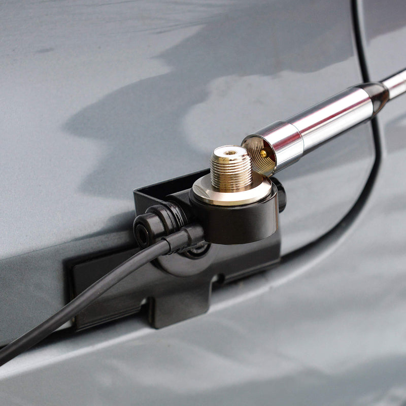 Bingfu Vehicle Mobile Radio Antenna Fix Bracket Mounting Lip Mount with 5m 16.5 feet UHF PL259 Male to SO239 Female Bulkhead Mount RG58 Cable for Car Truck Ham Radio Amateur Radio Antenna Lip Mount