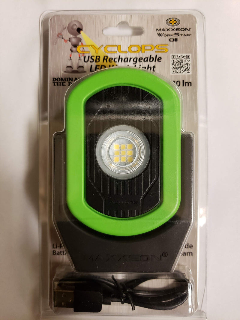 Maxxeon MXN00811, HiVis Green, 720 Lumens, USB-C Rechargeable LED Cyclops Workstar Work Light