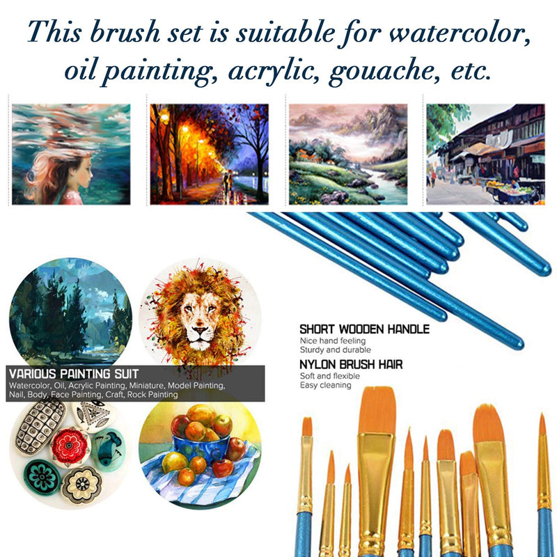 Acrylic Paint Brush Set, (20 Packs /200 pcs) Nylon Hair Brushes for Oil and Watercolor, Perfect Suit of Art Painting, Best Gift for Painting Enthusiasts. 200