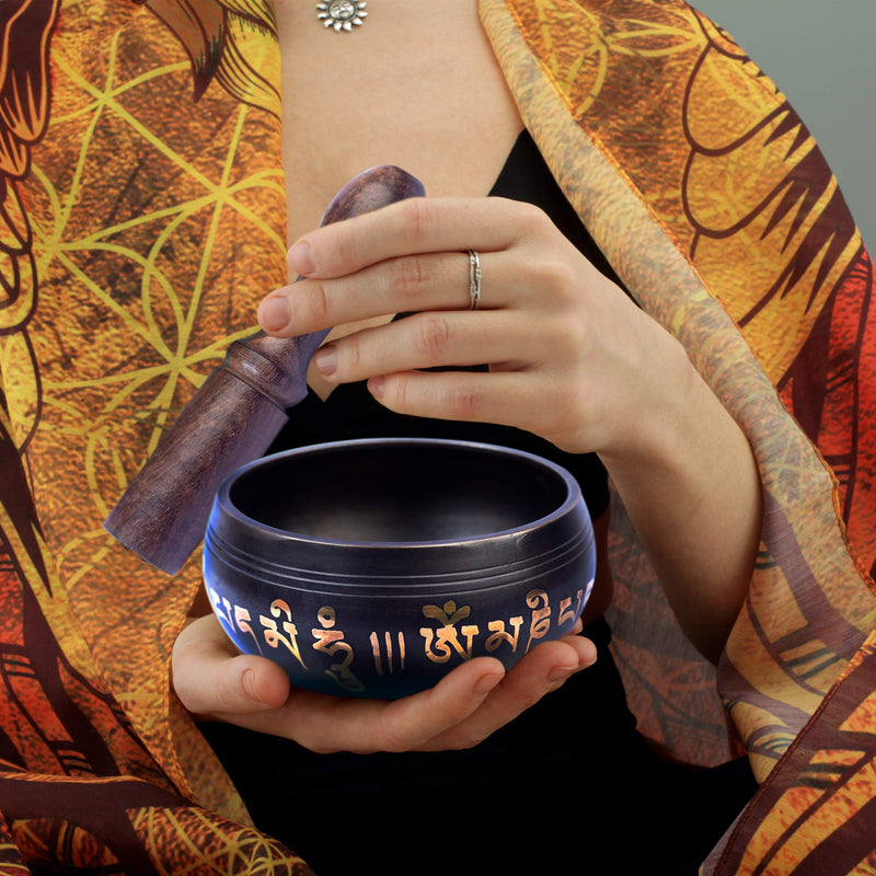Tibetan Singing Bowl Set - Easy To Play for Beginners - Authentic Handcrafted Mindfulness Meditation Holistic Sound 7 Chakra Healing Gift by Himalayan Bazaar