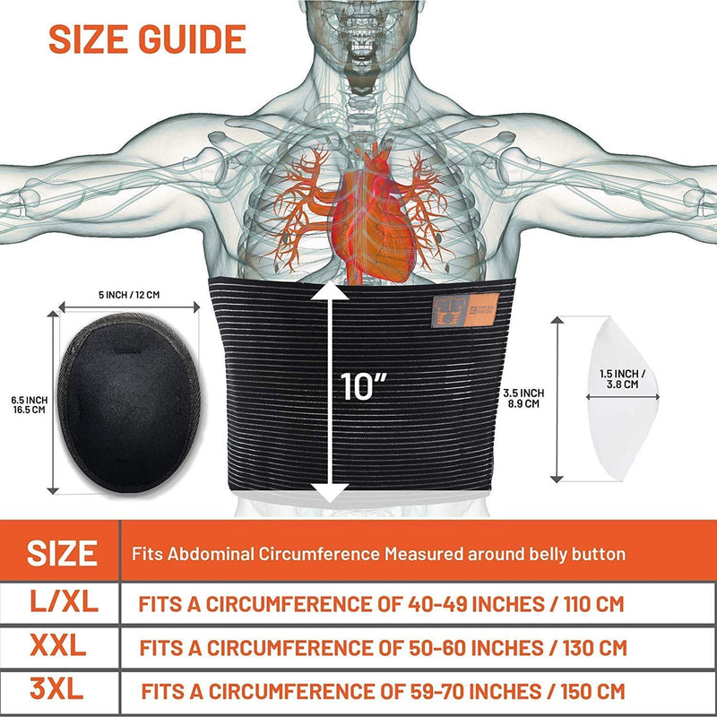 Plus Size Umbilical Hernia Support Belt I Pain and Discomfort Relief from Umbilical, Navel, Ventral and Incisional Hernias I Hernia Binder for Big Men and Large Women I XXXL/3XL 3X-Large (Pack of 1)