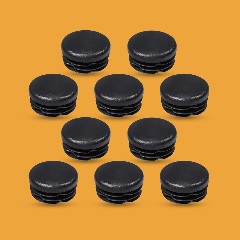 Prescott Plastics 1â€ (25.4 mm) Round Plastic Plug Insert, Black End Cap for Metal Tubing, Fences, Glide Protection for Chairs and Furniture (10 Pack) 10