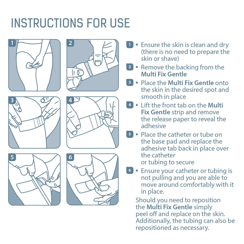 Multi Fix Gentle (x10) – Catheter/Medical Adhesive Tubing Securement, Gentle and Re-Adhesive with Silicone Technology (Pack of 10) (Large) Large (Pack of 10)