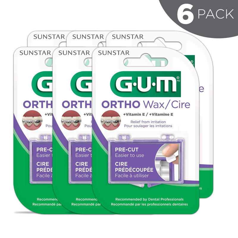 GUM - 10070942007235 Orthodontic Wax with Vitamin E and Aloe Vera (Pack of 6) Unflavored 6 ct