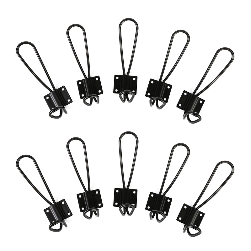 Rustic Entryway Hooks | 10 Pack of Black Wall Mounted Vintage Double Coat Hangers with Large Metal Screws Included