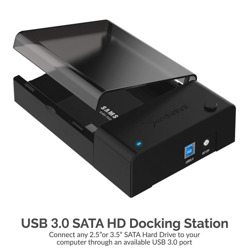 Sabrent USB 3.0 to SATA External Hard Drive Lay-Flat Docking Station for 2.5 or 3.5in HDD, SSD [Support UASP] (EC-DFLT) ORIGINAL